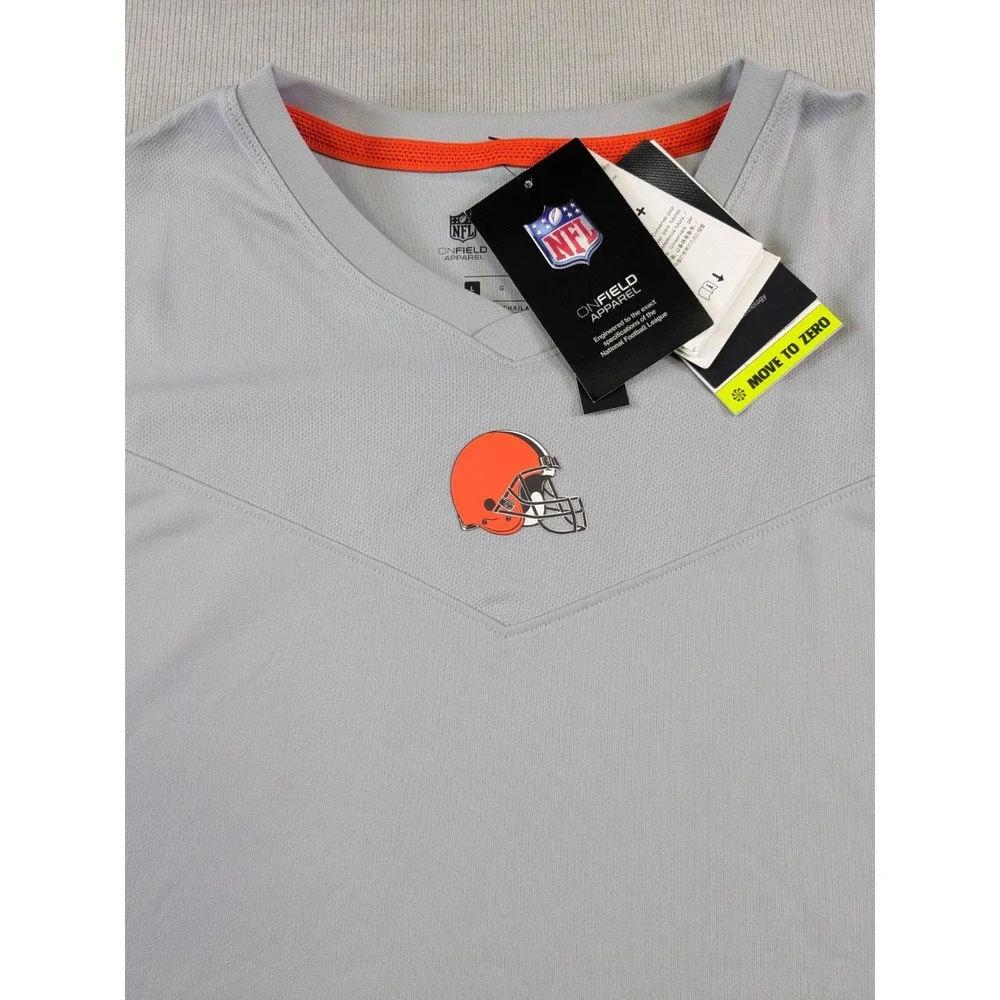 Cleveland Browns Shirt Womens Large Gray Nike Dri-Fit Training New Short Sleeve